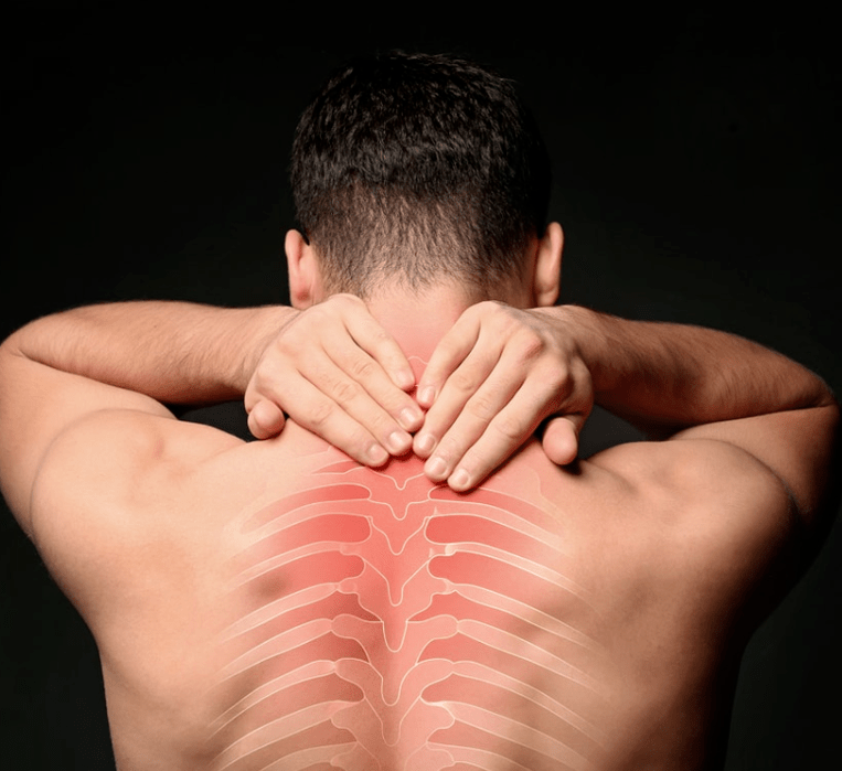 A man is worried about osteochondrosis of the chest spine